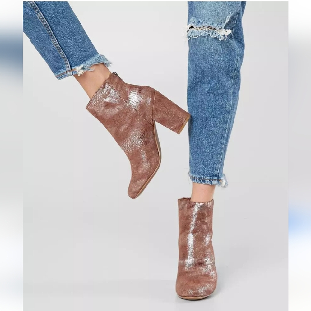 Very G Metallic Suede Boa Ankle Boots